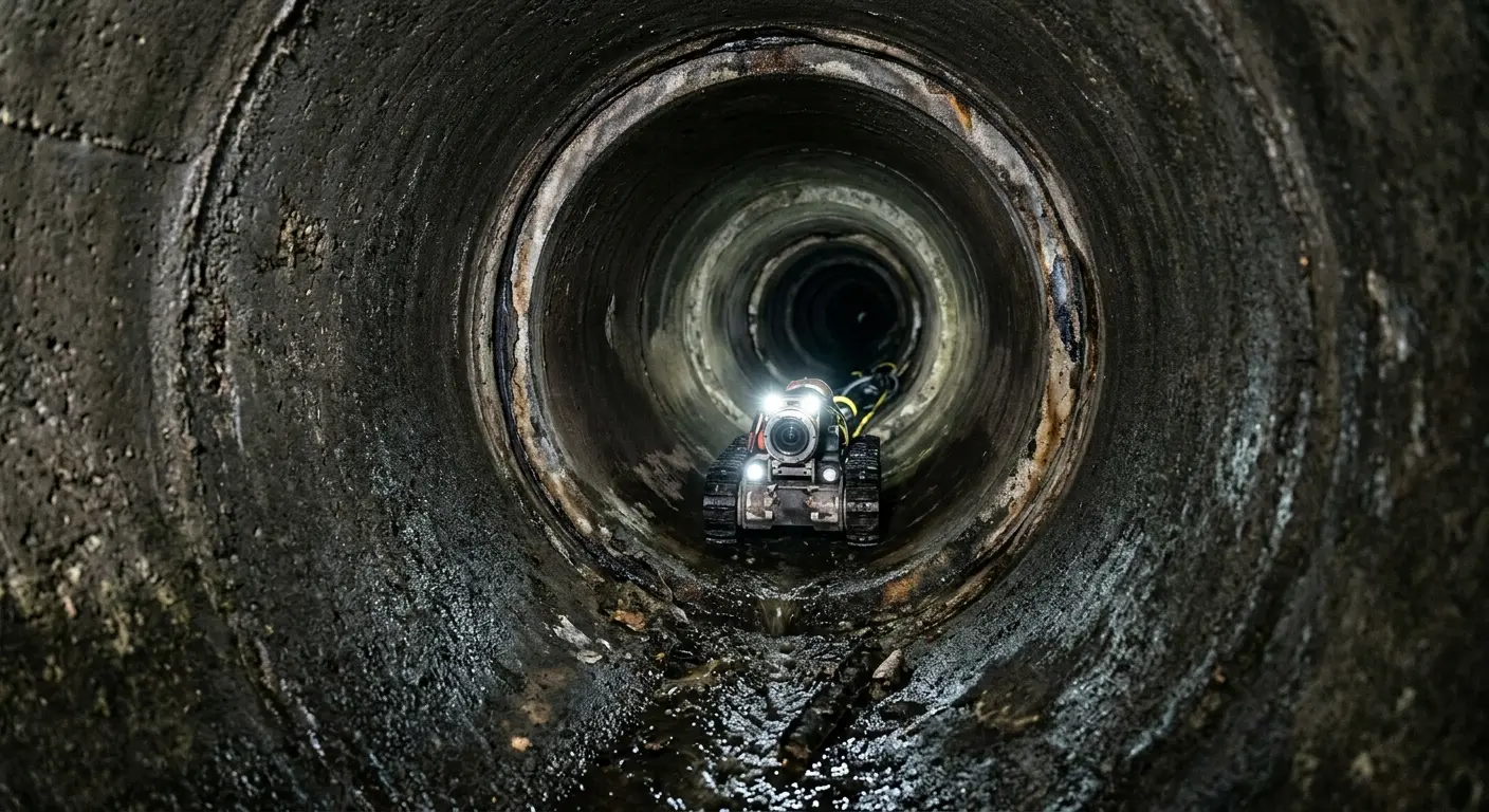 Robotic sewer camera inspecting pipe interior for Drain Snake Service in Livermore